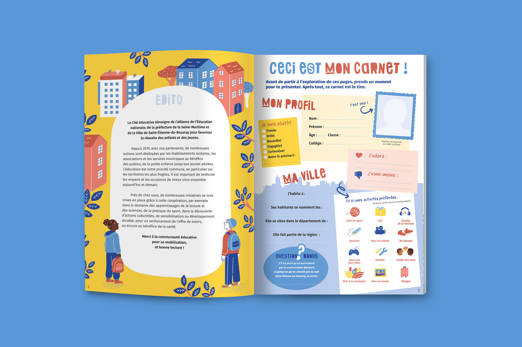 Illustrations pour un cahier de vacances sur le thème du vivre ensemble