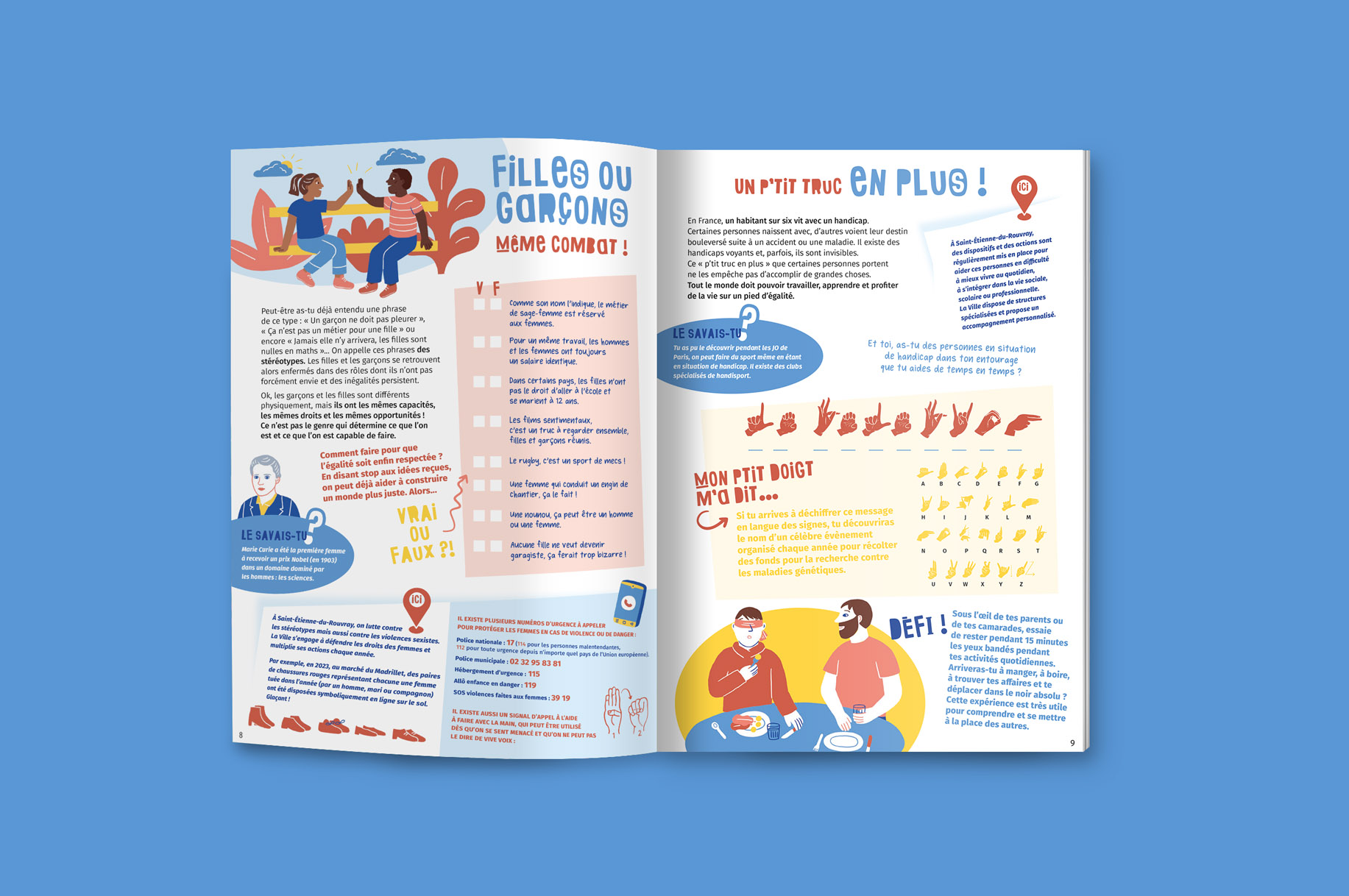 Illustrations pour un cahier de vacances sur le thème du vivre ensemble