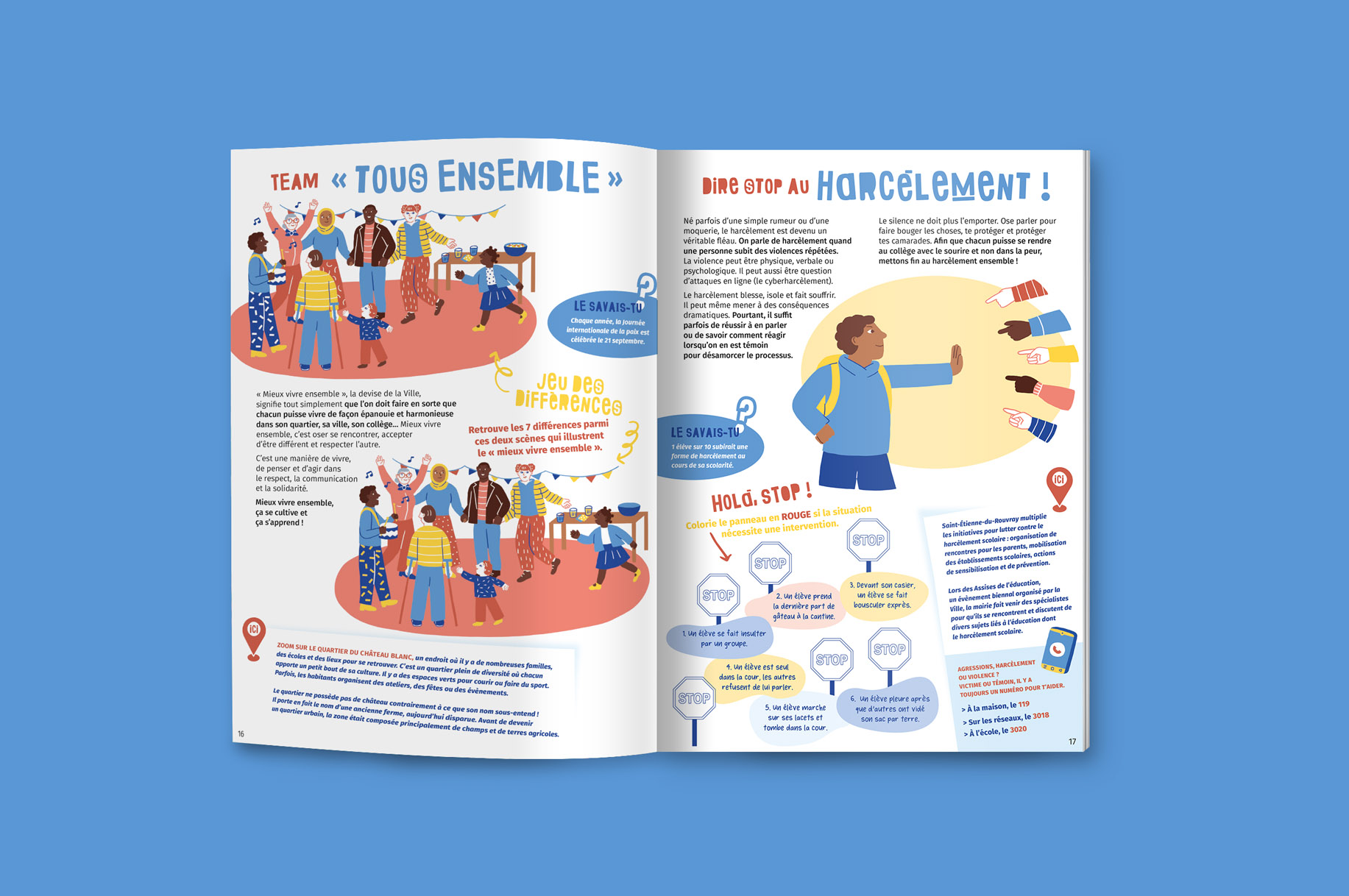 Illustrations pour un cahier de vacances sur le thème du vivre ensemble