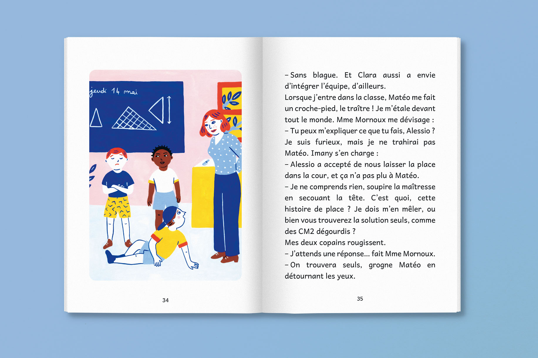 Pages intérieures illustrées du roman jeunesse « Tous pour une ! » publié aux éditions Kilowatt