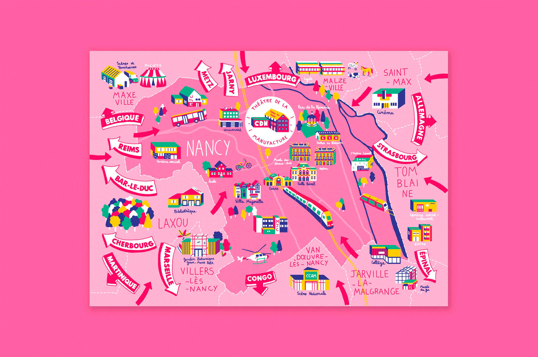 carte de voeux illustrée du centre dramatique national, théâtre de la Manufacture à Nancy