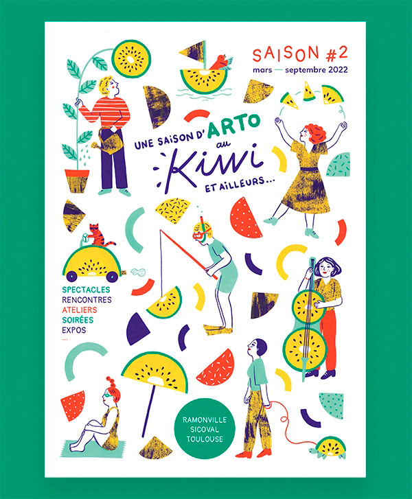 affiche illustrée pour le centre culturel le Kiwi