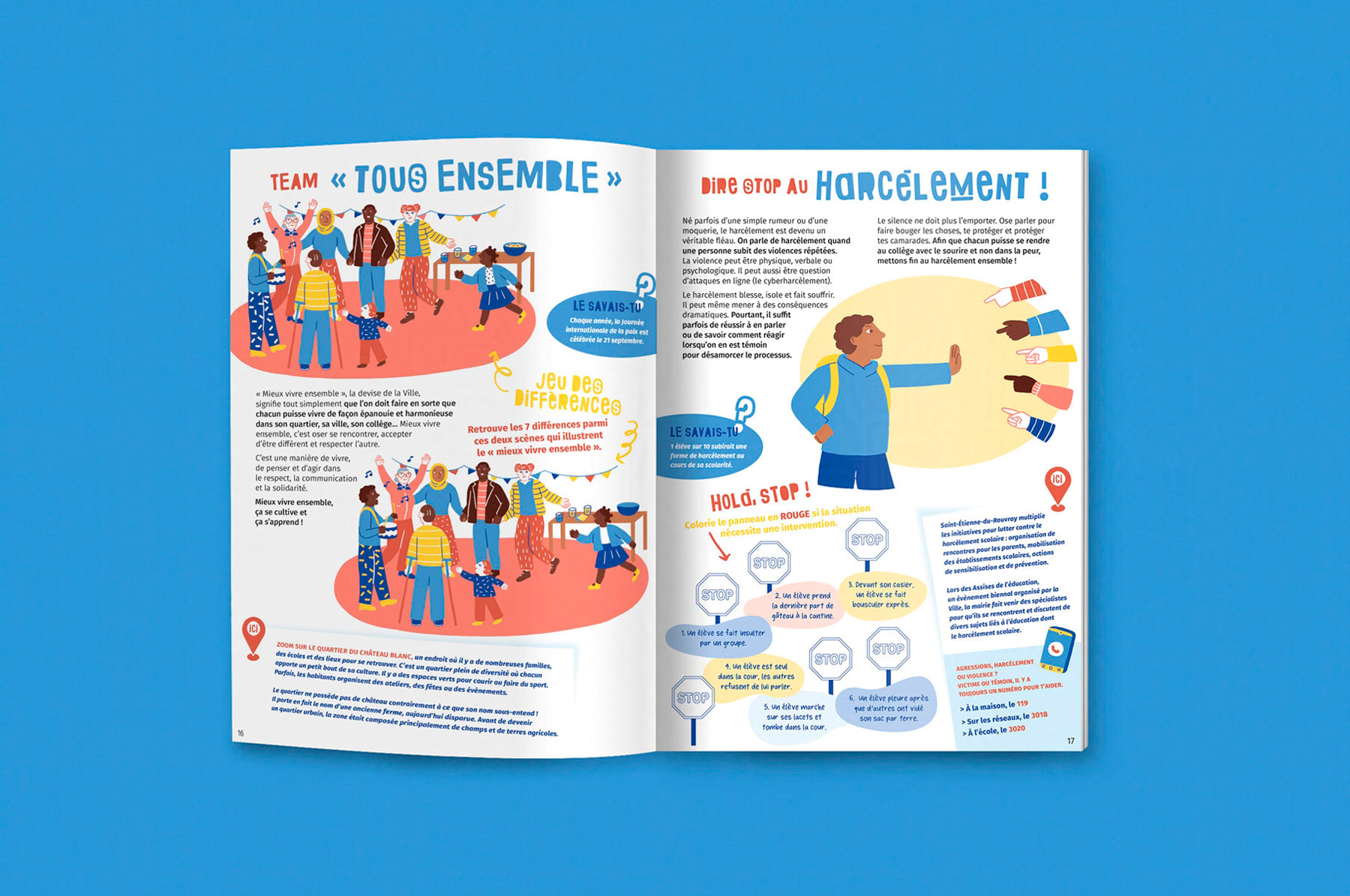 pages intérieures sur le harcèlement du livret pédagogique Mieux vivre ensemble