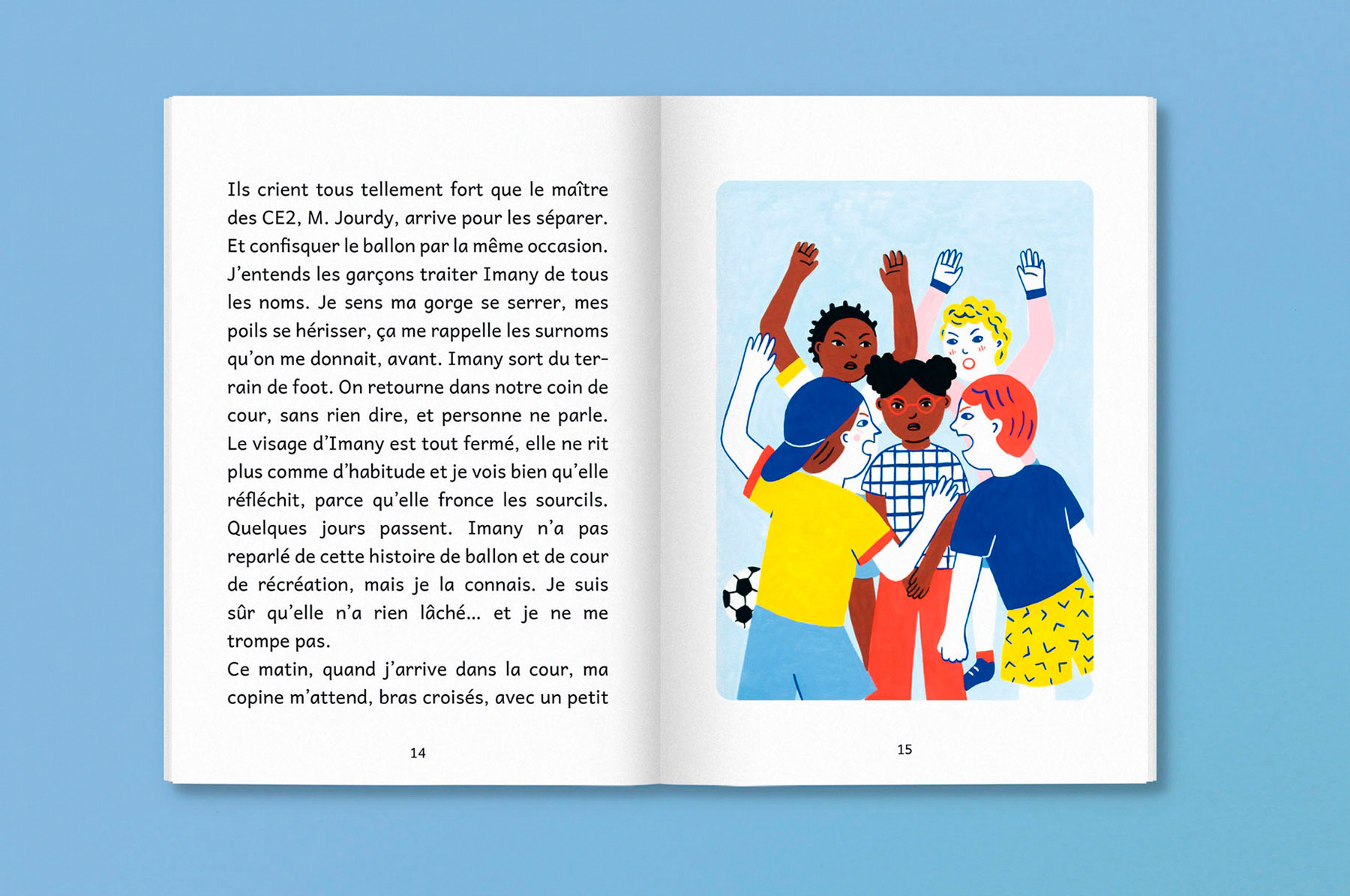 double-page avec illustration du livre jeunesse Tous pour une ! paru chez les éditions Kilowatt